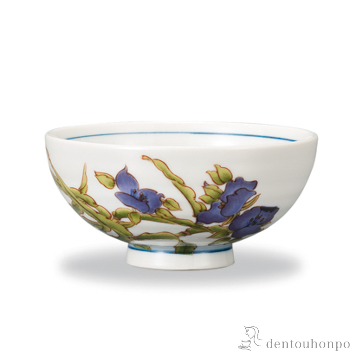 飯碗 12か月の花 紫露草（6月）≪在庫確認後、1~3営業日で出荷≫ ( ごはん 白ご飯 お茶碗 飯碗 おすすめ 九谷焼 )