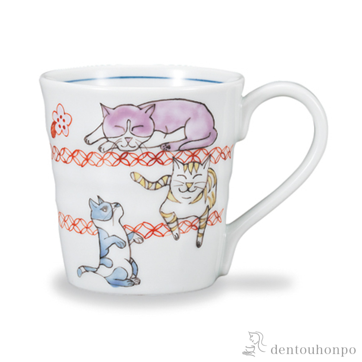 【送料無料】マグカップ 彩 ネコ≪在庫確認後、1~3営業日で出荷≫ ( プレゼント デザイン マグ オリジナル タンブラー 九谷焼 )