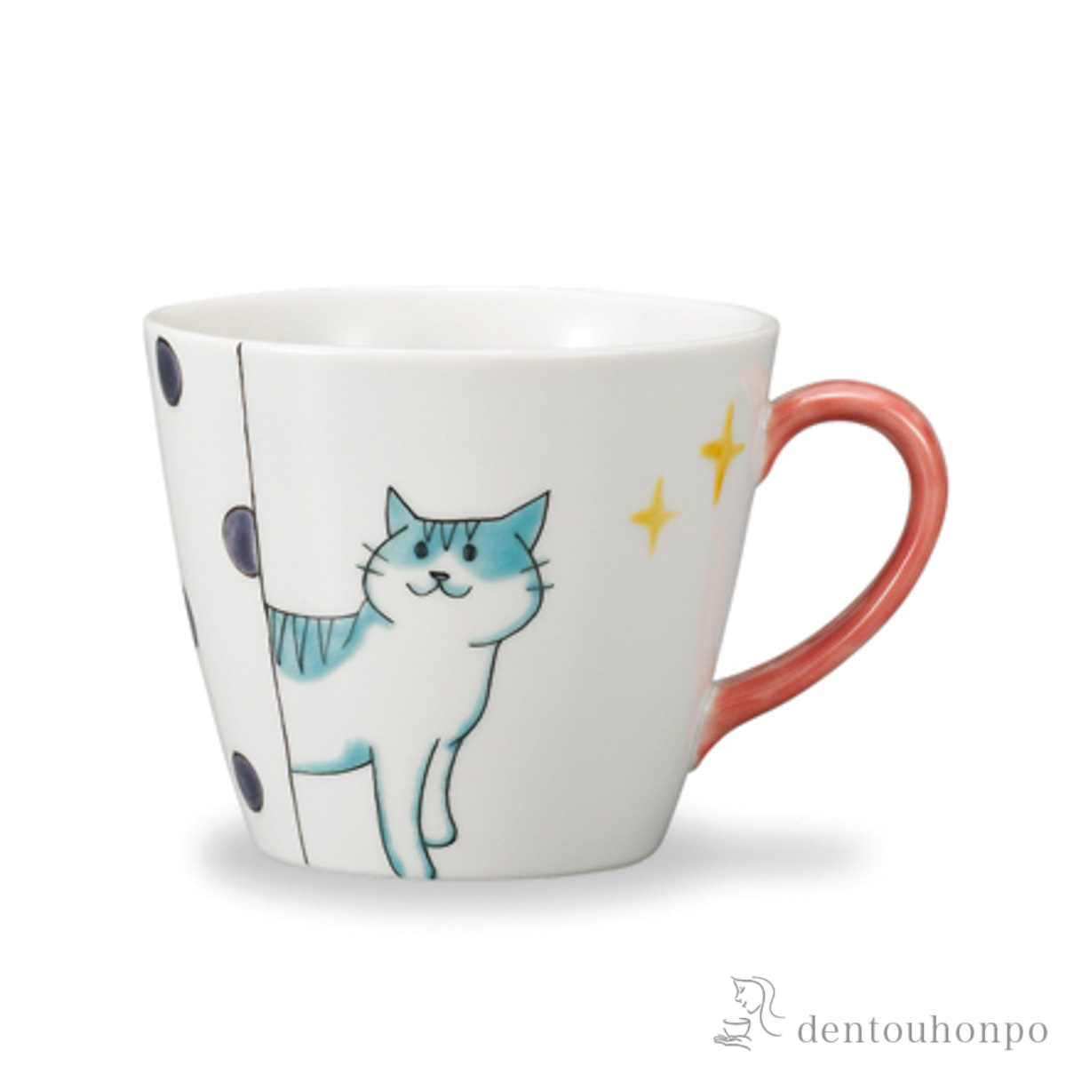 【送料無料】マグカップ 水玉ねこ≪在庫確認後、1~3営業日で出荷≫ ( プレゼント デザイン マグ オリジナル タンブラー 九谷焼 )