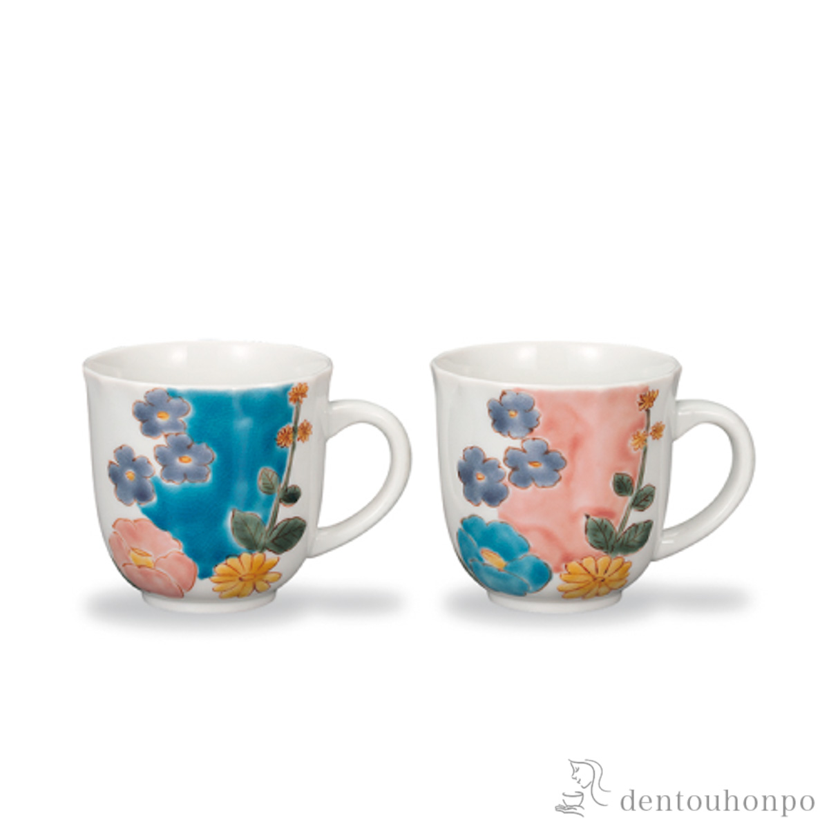 【送料無料】マグカップ 花紋 ペア≪在庫確認後、1~3営業日で出荷≫ ( プレゼント デザイン マグ オリジナル タンブラー 九谷焼 )