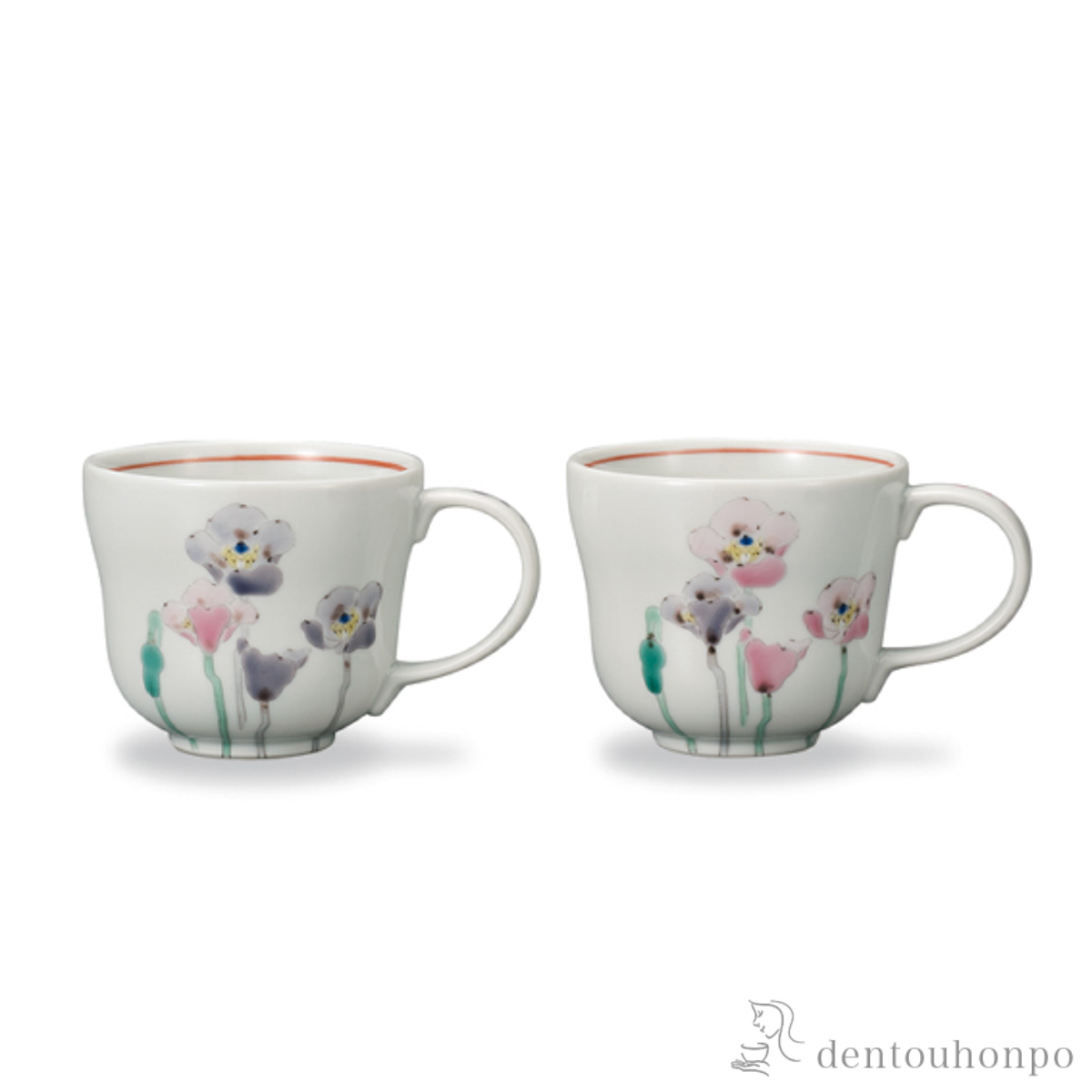 【送料無料】マグカップ ポピー ペア≪在庫確認後、1~3営業日で出荷≫ ( プレゼント デザイン マグ オリジナル タンブラー 九谷焼 )