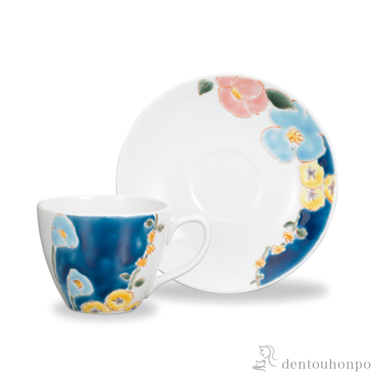 カップ＆ソーサー 花紋≪在庫確認後、1~3営業日で出荷≫ ( セット ソーサー ティーカップ 美味しい おすすめ 九谷焼 )