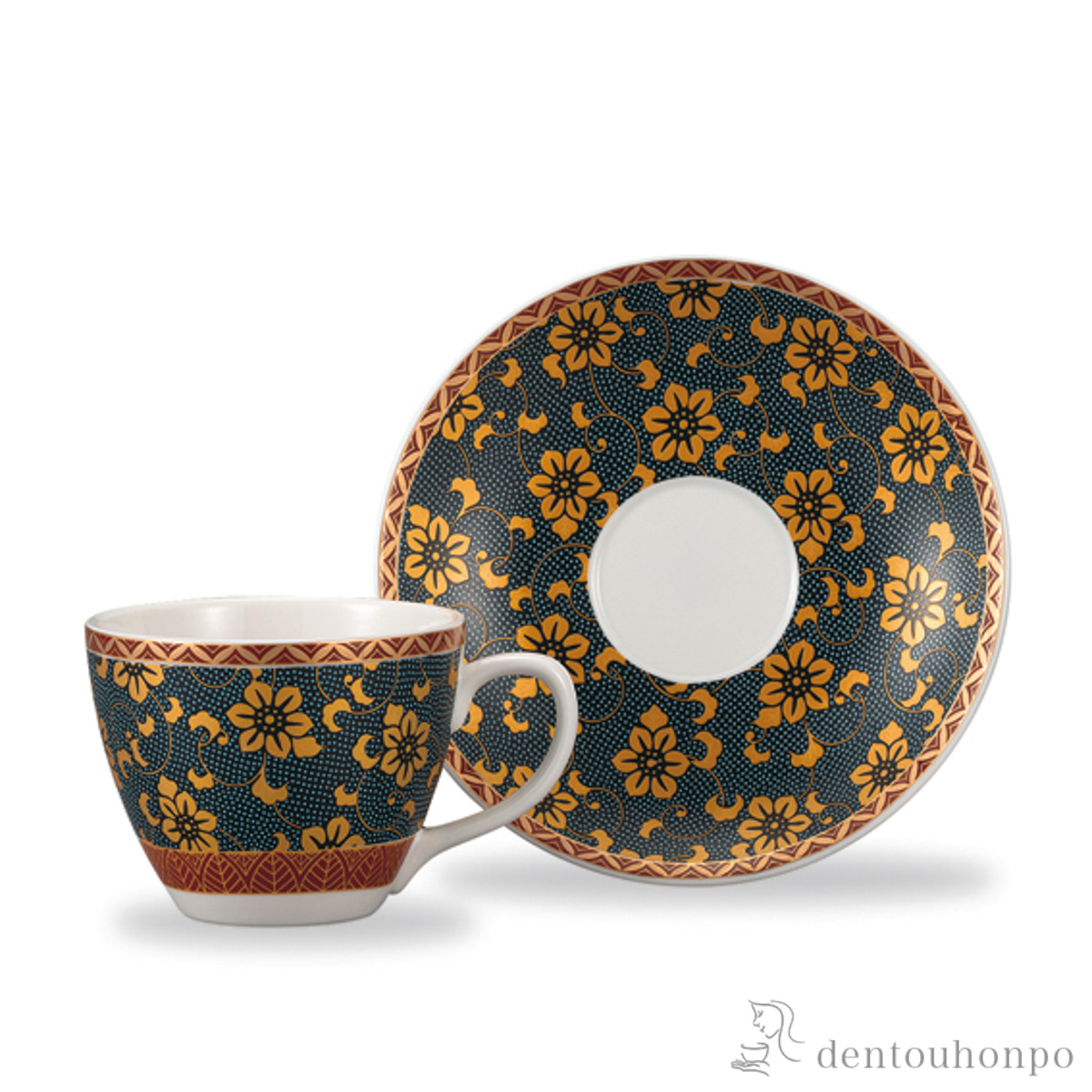 【送料無料】カップ＆ソーサー 青粒鉄仙≪在庫確認後、1~3営業日で出荷≫ ( セット ソーサー ティーカップ 美味しい おすすめ 九谷焼 )