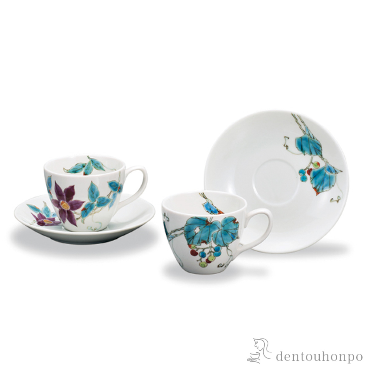 【送料無料】カップ＆ソーサー 二趣 ペア≪在庫確認後、1~3営業日で出荷≫ ( セット ソーサー ティーカップ 美味しい おすすめ 九谷焼 )