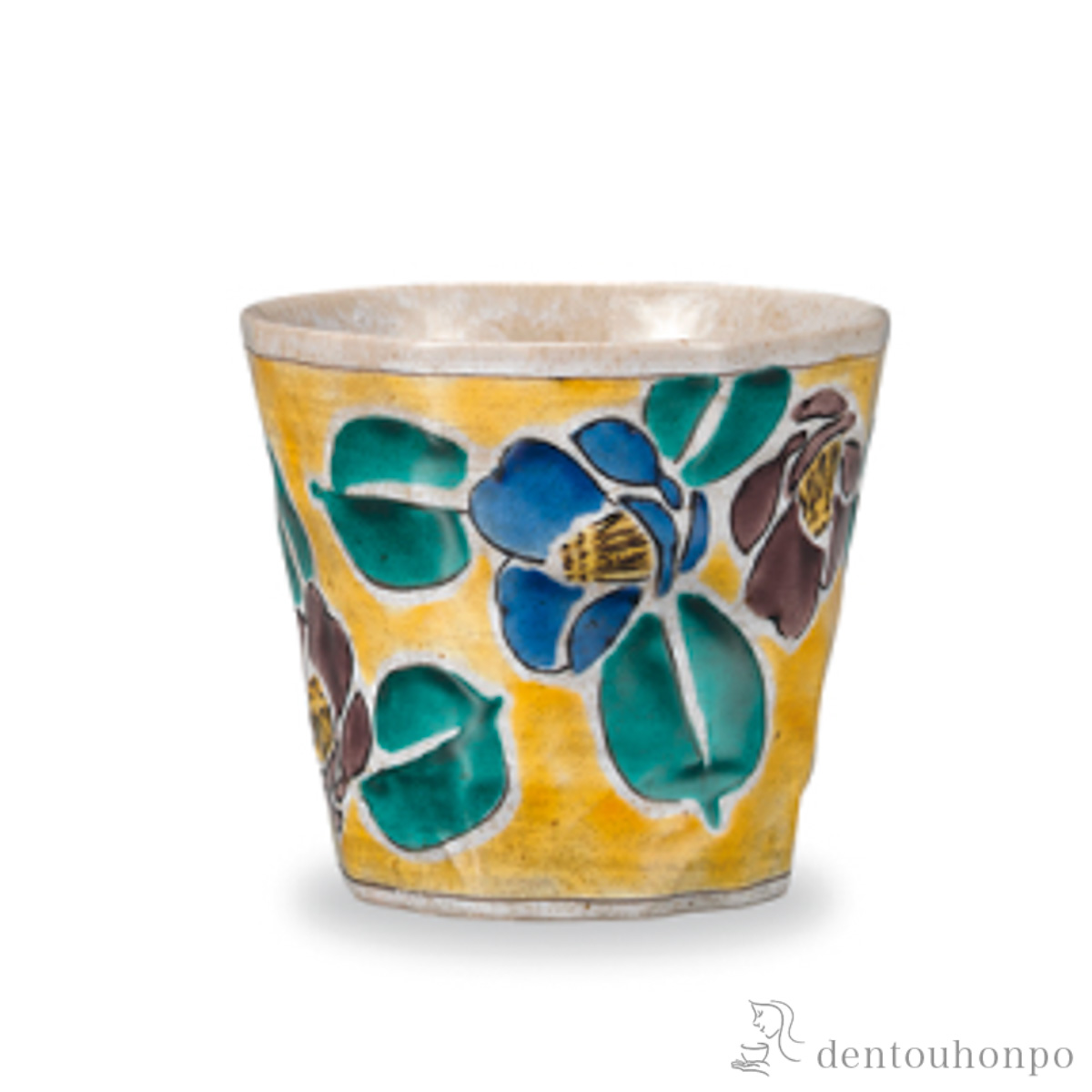 【送料無料】フリーカップ 吉田屋山茶花 黄≪在庫確認後、1~3営業日で出荷≫ ( 焼酎グラス ビアカップ ビールグラス フリーカップ グラス 九谷焼 )