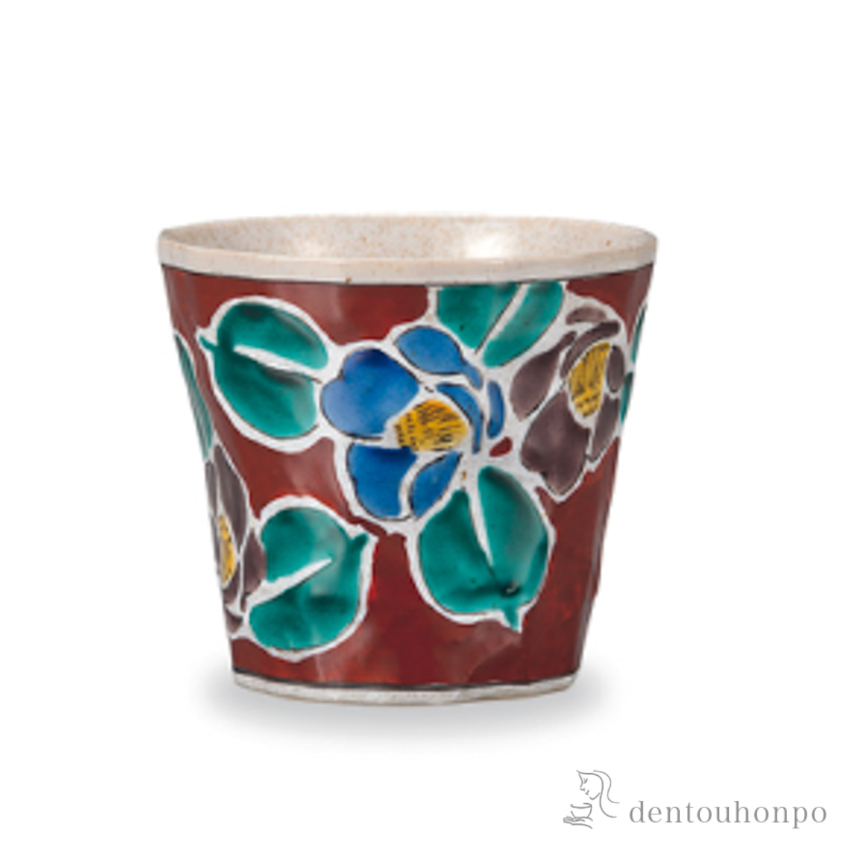 【送料無料】フリーカップ 吉田屋山茶花 赤≪在庫確認後、1~3営業日で出荷≫ ( 焼酎グラス ビアカップ ビールグラス フリーカップ グラス 九谷焼 )