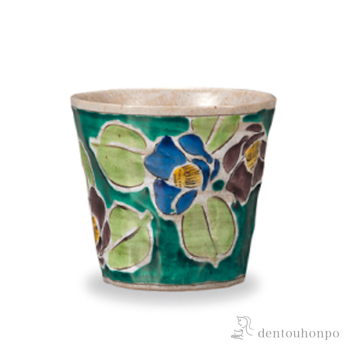 【送料無料】フリーカップ 吉田屋山茶花 青≪在庫確認後、1~3営業日で出荷≫ ( 焼酎グラス ビアカップ ビールグラス フリーカップ グラス 九谷焼 )