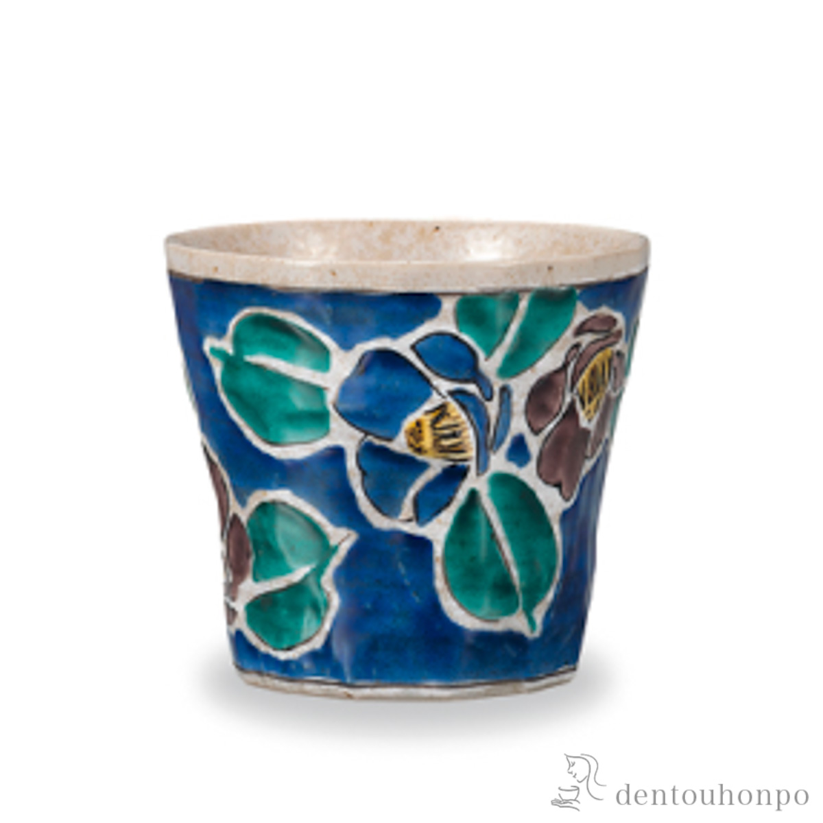 【送料無料】フリーカップ 吉田屋山茶花 紺≪在庫確認後、1~3営業日で出荷≫ ( 焼酎グラス ビアカップ ビールグラス フリーカップ グラス 九谷焼 )