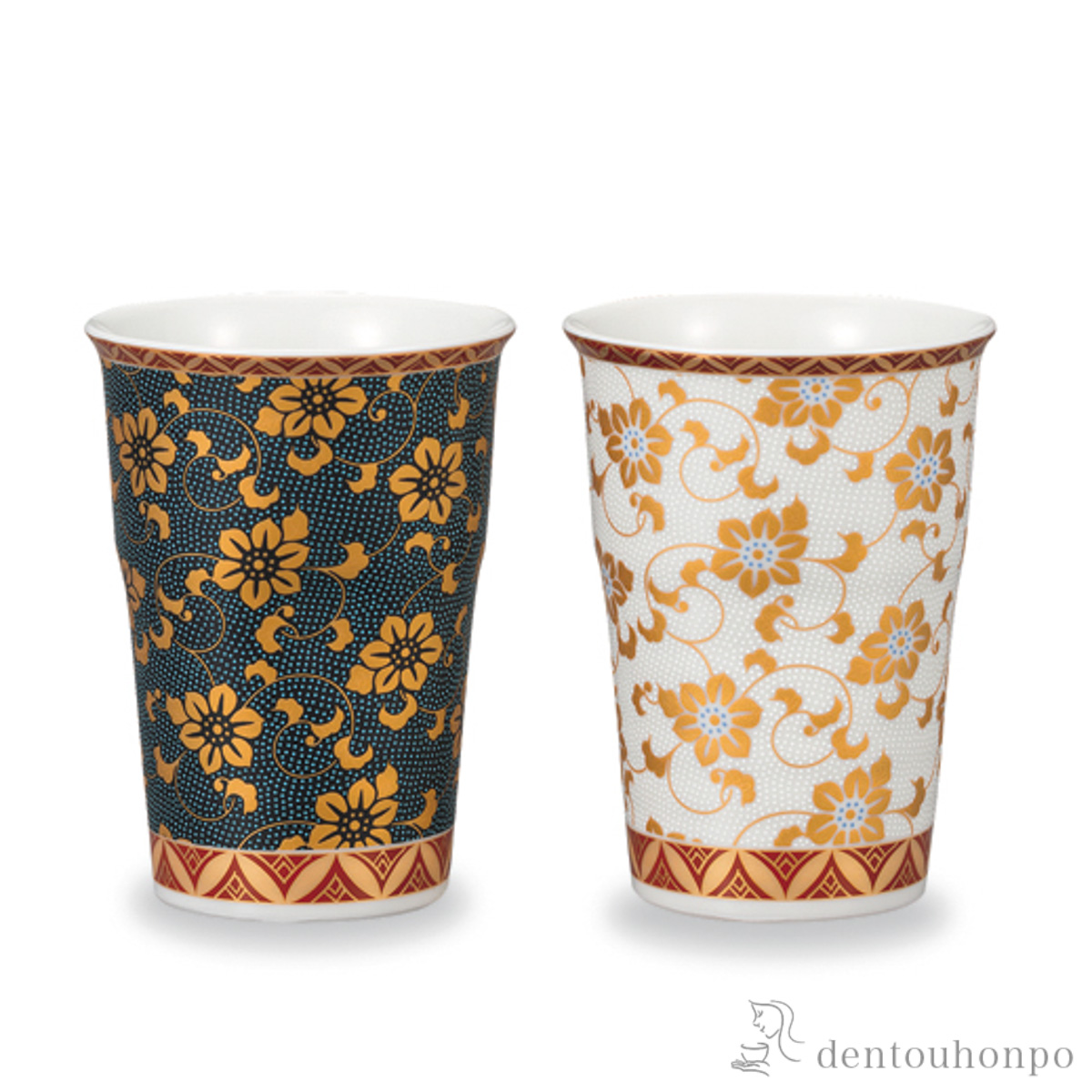 【送料無料】フリーカップ 鉄仙唐草 ペア≪在庫確認後、1~3営業日で出荷≫ ( 焼酎グラス ビアカップ ビールグラス フリーカップ グラス 九谷焼 )