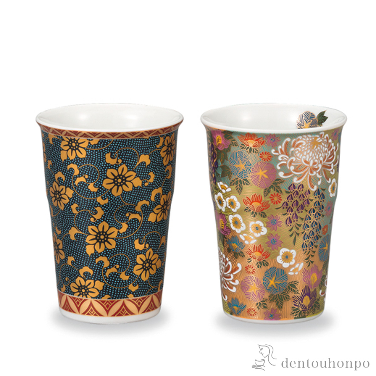 【送料無料】フリーカップ 二趣久谷 ペア≪在庫確認後、1~3営業日で出荷≫ ( 焼酎グラス ビアカップ ビールグラス フリーカップ グラス 九谷焼 )