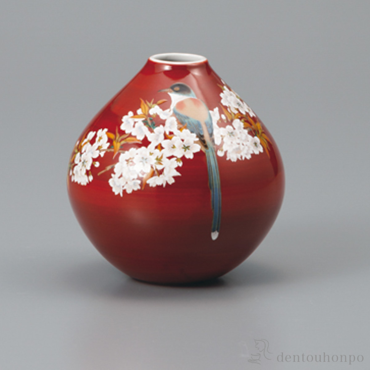 一輪生 山桜に鳥 4号≪在庫確認後、1~3営業日で出荷≫ ( 花瓶 おしゃれ 花器 フラワーベース おすすめ 九谷焼 )