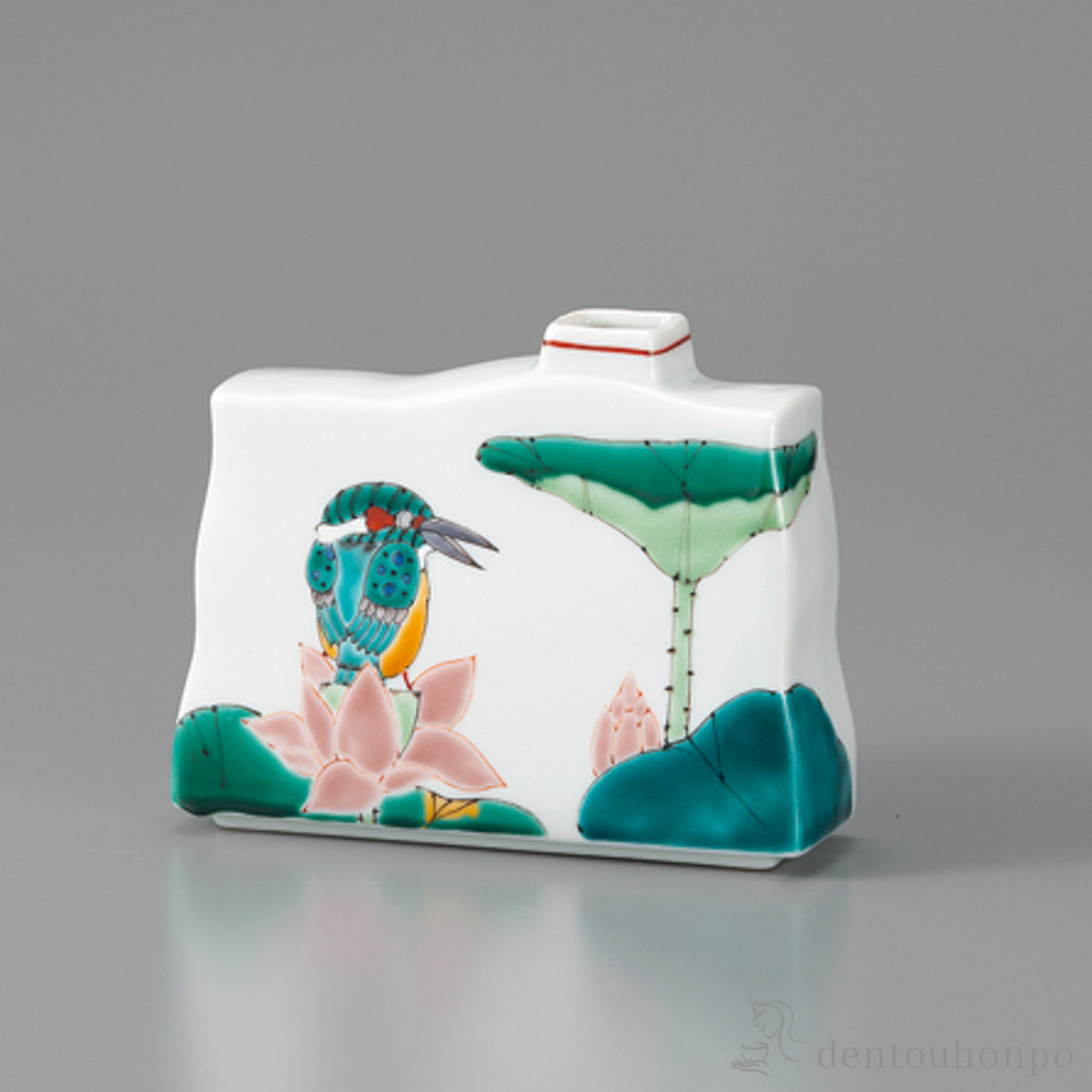 【送料無料】一輪生 蓮に翡翠 5号≪在庫確認後、1~3営業日で出荷≫ ( 花瓶 おしゃれ 花器 フラワーベース おすすめ 九谷焼 )