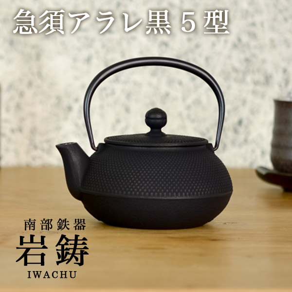 【送料無料】岩鋳 南部鉄器 急須 アラレ 黒 5型 650ml≪売り切れました≫ ( 岩鋳 退職祝い 定年 取っ手付き 茶こし付き 茶器 おしゃれ ティーポット 南部鉄器 )