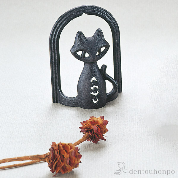 【送料無料】レタースタンド ネコ 黒≪在庫確認後、7営業日程で出荷≫ ( 岩鋳 書道 高級 人気 お土産 おすすめ 南部鉄器 )
