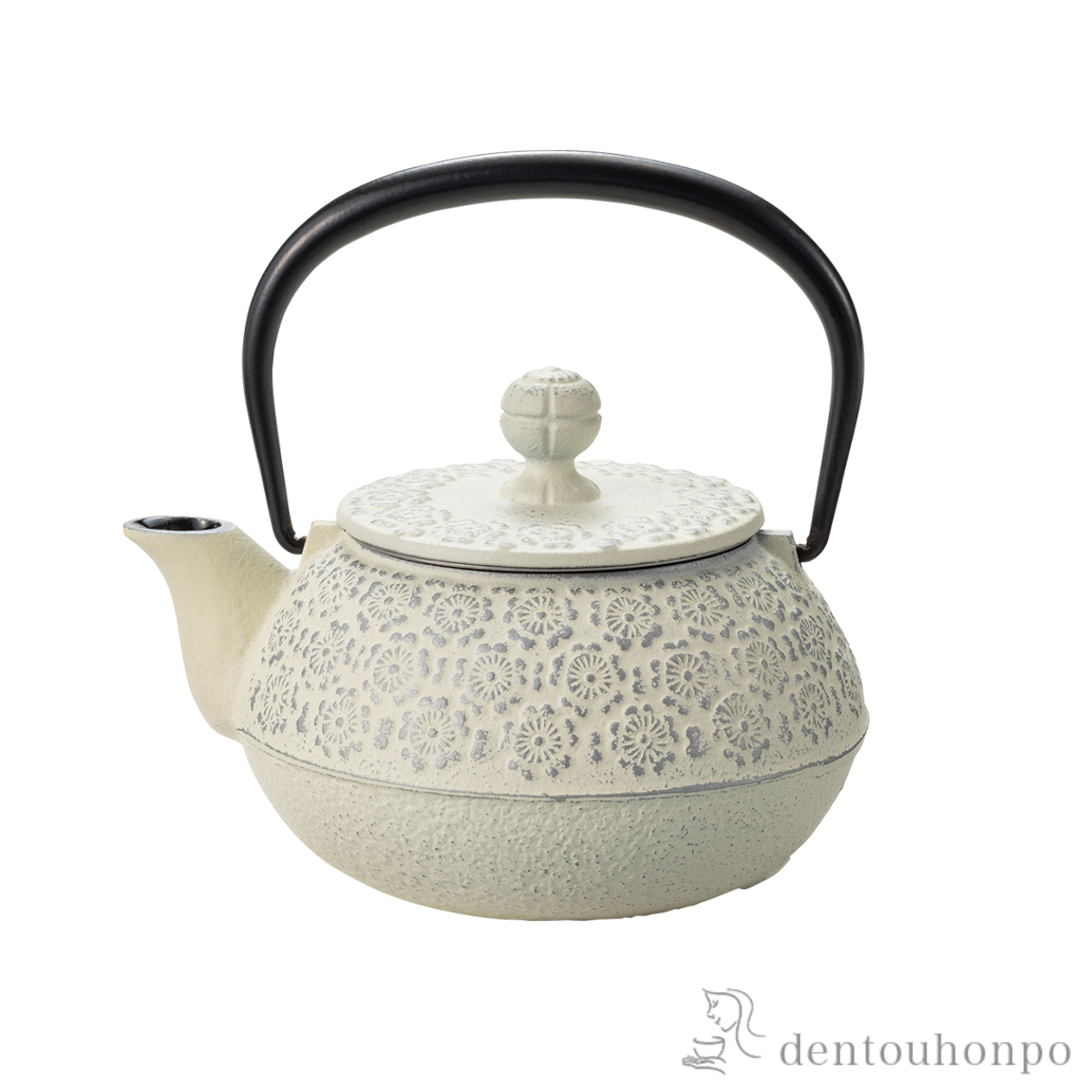 岩鋳 南部鉄器 急須3型 桜 銀／麻色 茶こし付≪13時までのご注文即日発送(5／7以降)≫ ( 岩鋳 あすつく 初任給 プレゼント 母の日 ティーポット お茶 煎茶 日本茶 おすすめ 南部鉄器 )