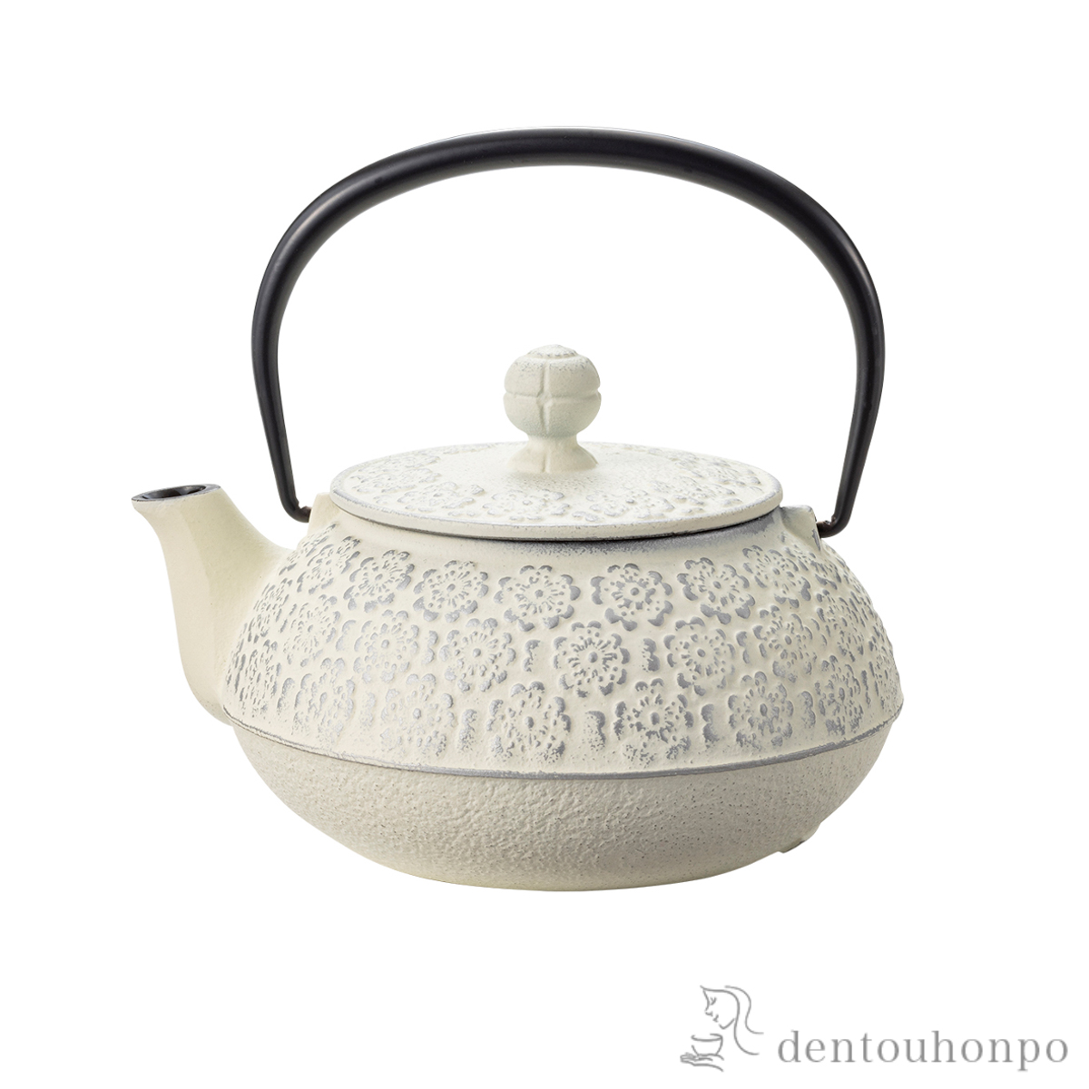 【送料無料】急須5型 桜 銀／麻色 茶こし付≪売り切れました≫ ( 岩鋳 ティーポット お茶 煎茶 日本茶 おすすめ 南部鉄器 )