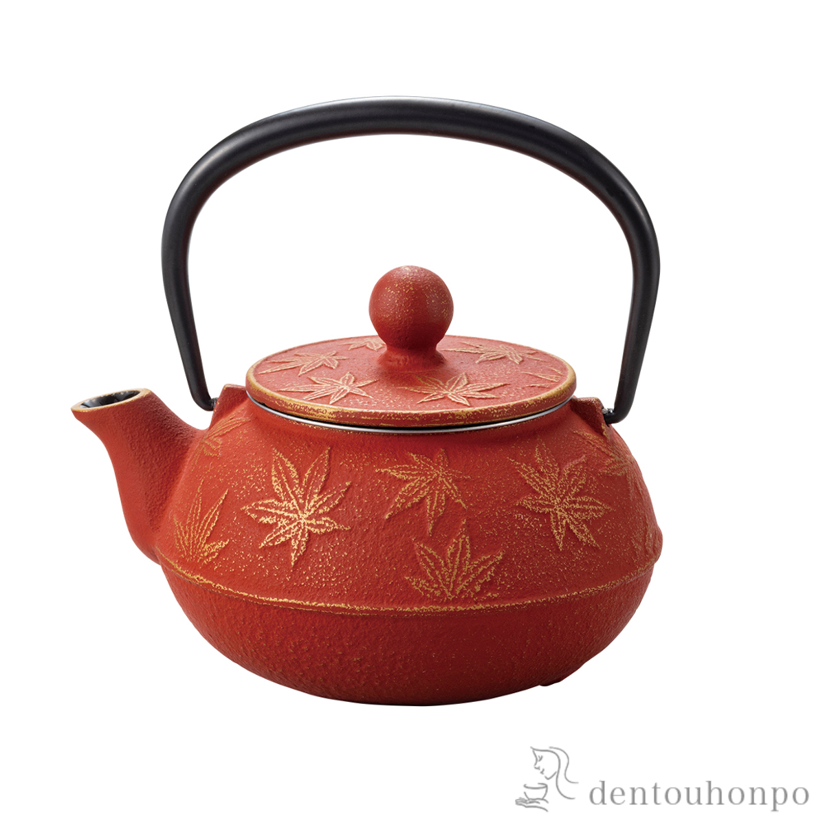 急須3型 カエデ 金／赤茶 茶こし付≪売り切れました≫ ( 岩鋳 ティーポット お茶 煎茶 日本茶 おすすめ 南部鉄器 )