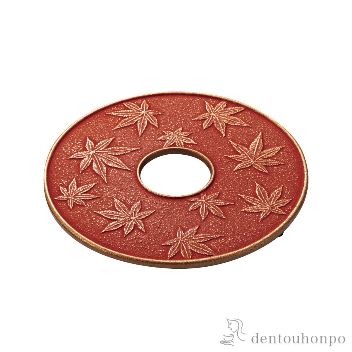 【送料無料】釜敷 カエデ 金／赤茶≪在庫確認後、7営業日程で出荷≫ ( 岩鋳 急須 ポット 湯冷まし 茶器 おすすめ 南部鉄器 )