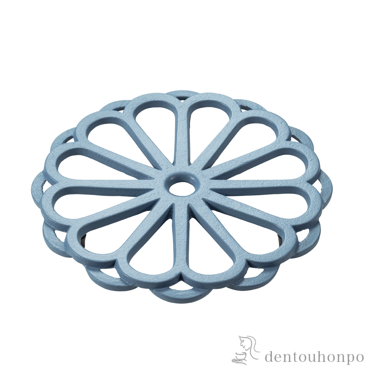 【送料無料】釜敷 輪菊 艶消空色 （小）≪在庫確認後、7営業日程で出荷≫ ( 岩鋳 急須 ポット 湯冷まし 茶器 おすすめ 南部鉄器 )