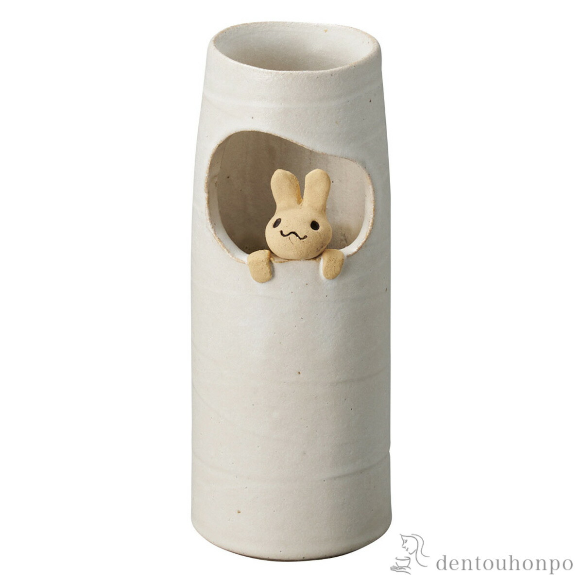 【送料無料】筒花入 窓うさぎ≪在庫確認後、21営業日程で出荷≫ ( へちもん 木札名入れ有料 母の日 プレゼント 初任給 一輪挿し おしゃれ 花器 フラワーベース 置物 信楽焼 )