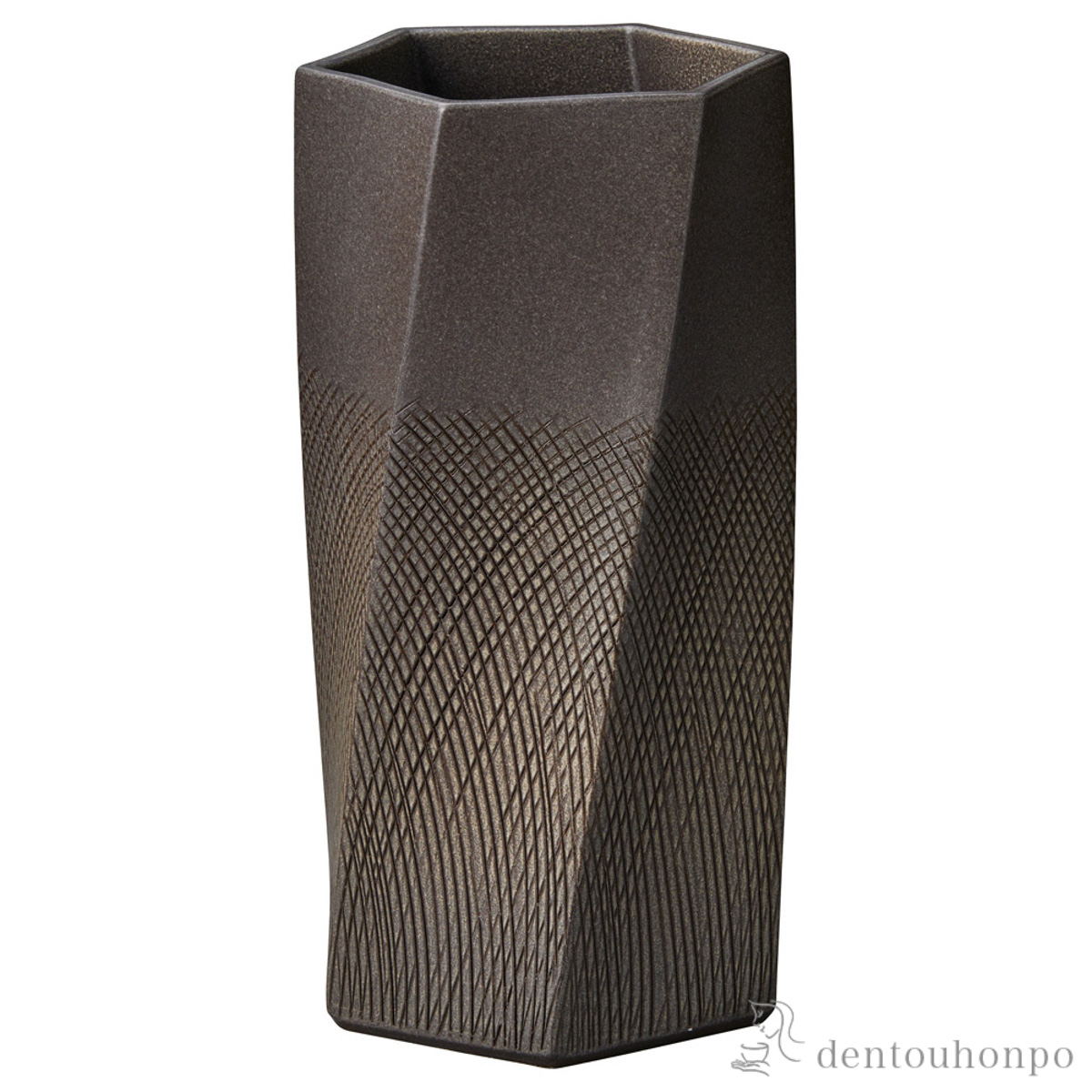 【送料無料】六角傘立 櫛目ひねり 黒≪在庫確認後、10~14営業日程で出荷≫ ( へちもん 母の日 プレゼント 初任給 スリム 玄関 お店 高級 おすすめ 信楽焼 )