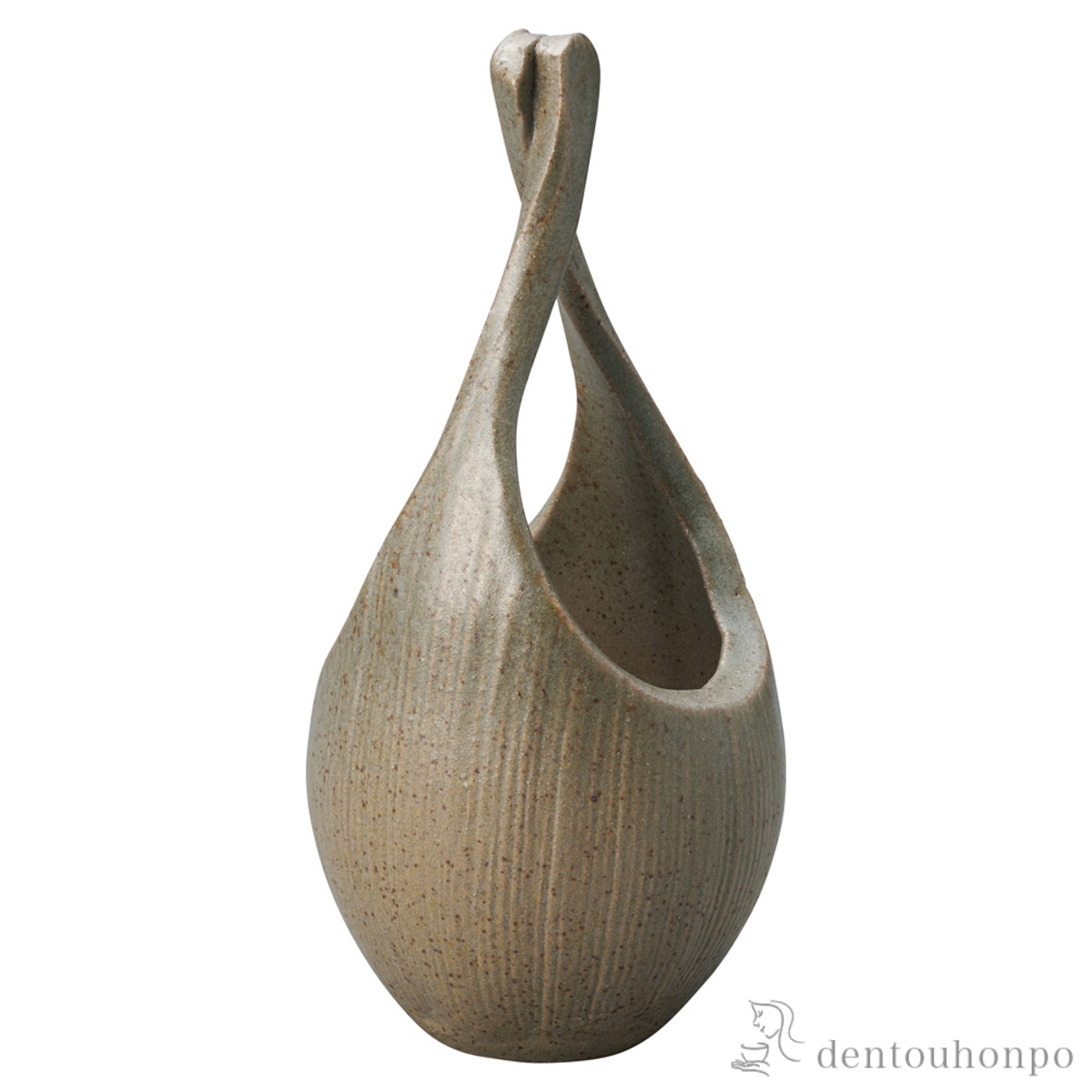 花瓶 回廊 灰緑 縦長≪在庫確認後、21営業日程で出荷≫ ( へちもん 木札名入れ有料 母の日 プレゼント 初任給 ガラス フラワーベース 花器 一輪挿し おすすめ 信楽焼 )