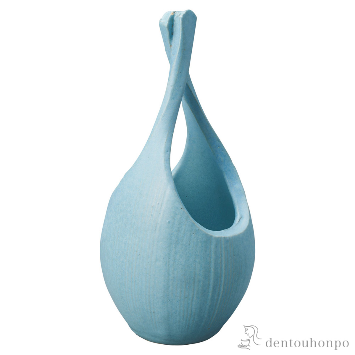 花瓶 回廊 空青 縦長≪在庫確認後、21営業日程で出荷≫ ( へちもん 木札名入れ有料 母の日 プレゼント 初任給 ガラス フラワーベース 花器 一輪挿し おすすめ 信楽焼 )