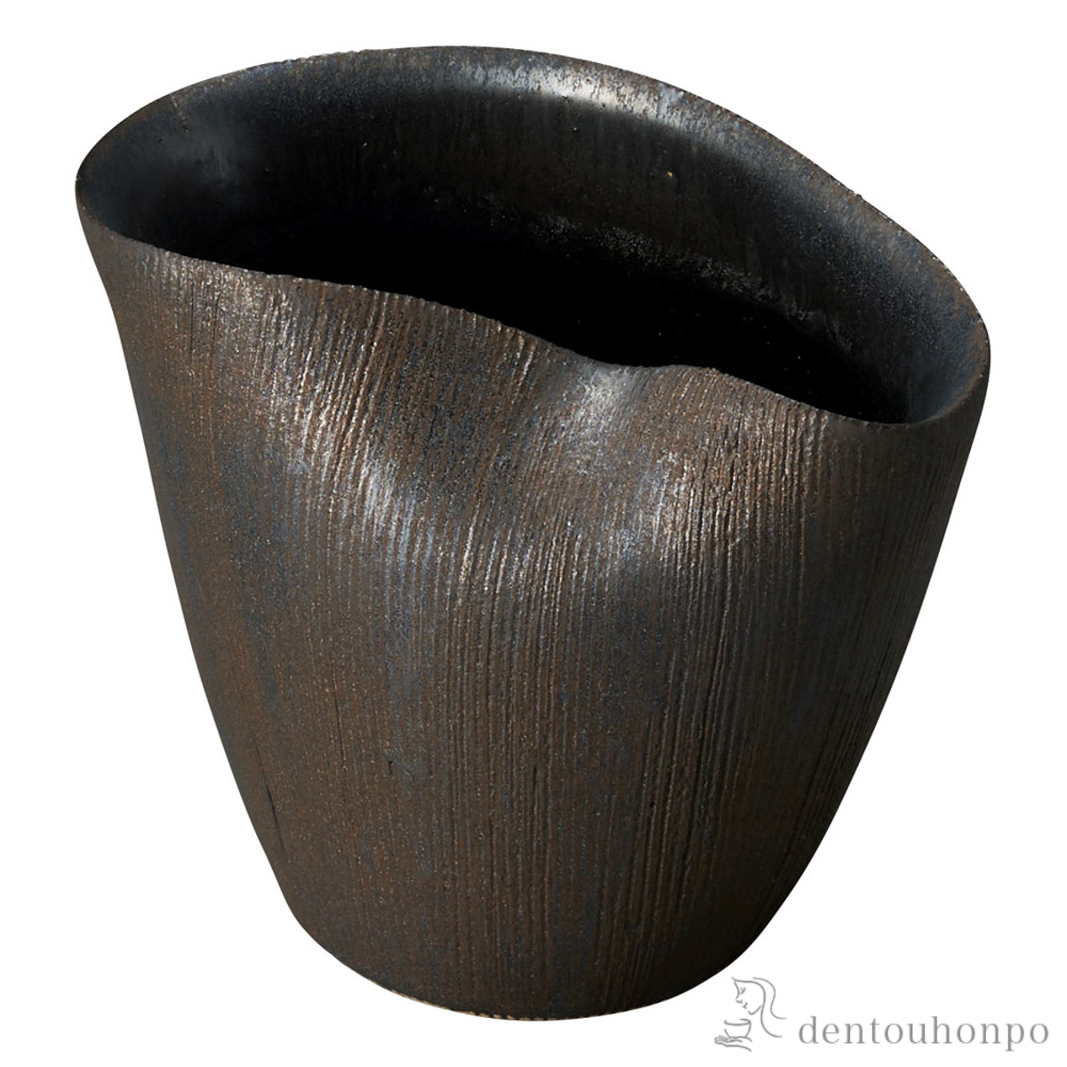 【送料無料】花瓶 たわみポット 金いぶし≪在庫確認後、21営業日程で出荷≫ ( へちもん 木札名入れ有料 母の日 プレゼント 初任給 ガラス フラワーベース 花器 一輪挿し おすすめ 信楽焼 )