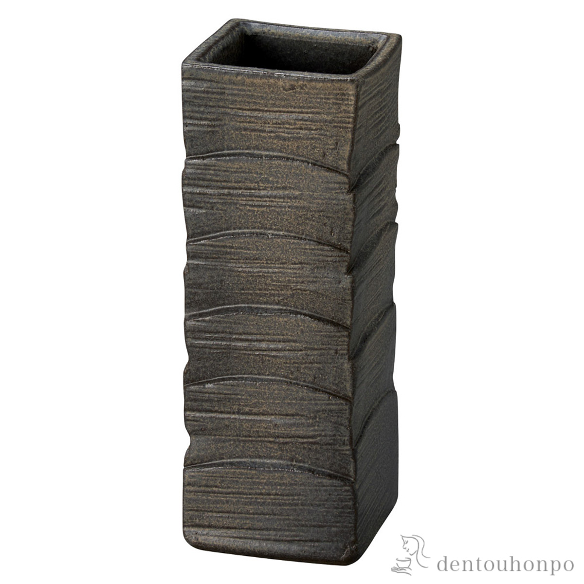 花瓶 さざ波 黒窯変 小≪在庫確認後、21営業日程で出荷≫ ( へちもん 木札名入れ有料 母の日 プレゼント 初任給 ガラス フラワーベース 花器 一輪挿し おすすめ 信楽焼 )