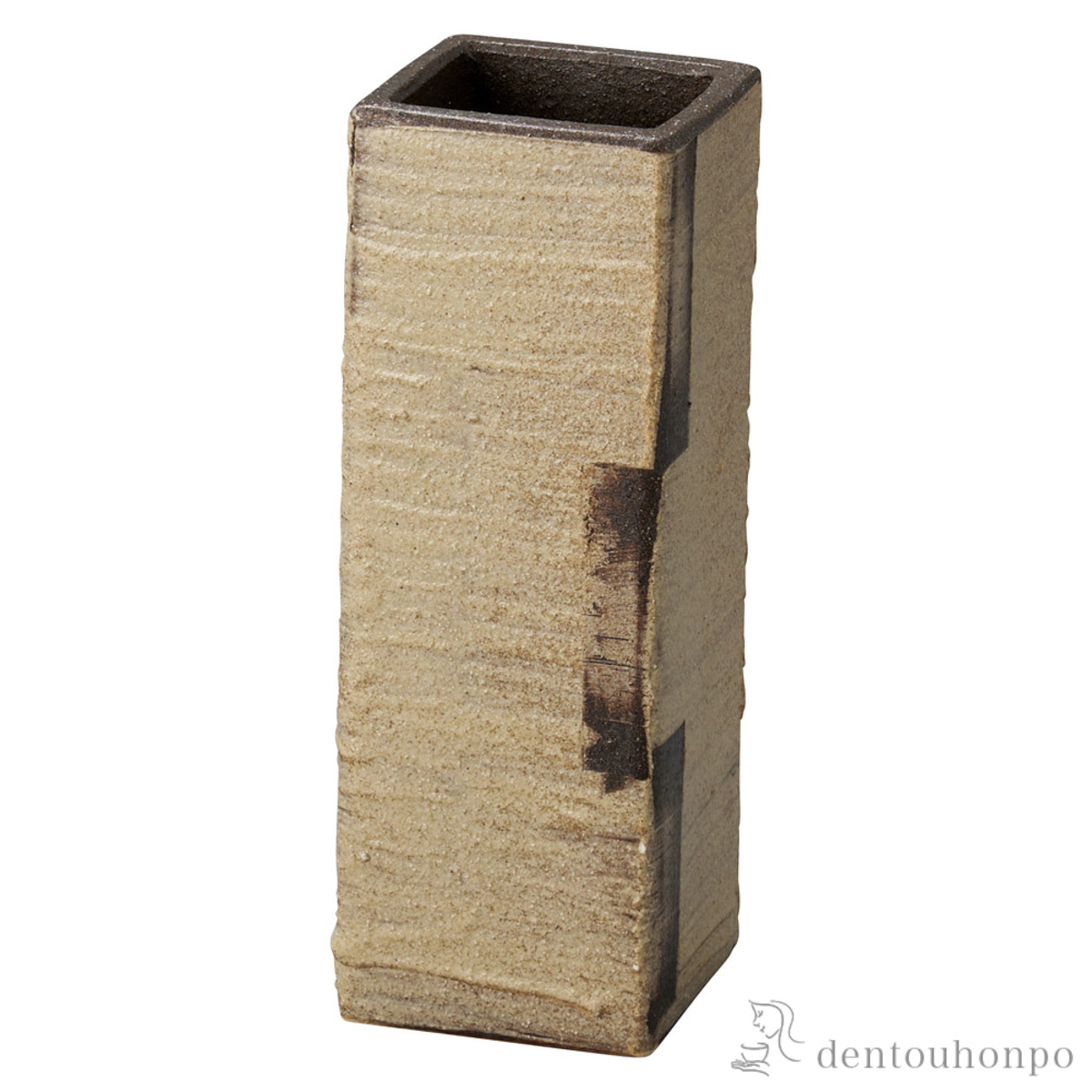 花瓶 小街カフェ 四角 ミルクコーヒー≪在庫確認後、21営業日程で出荷≫ ( へちもん 木札名入れ有料 母の日 プレゼント 初任給 ガラス フラワーベース 花器 一輪挿し おすすめ 信楽焼 )