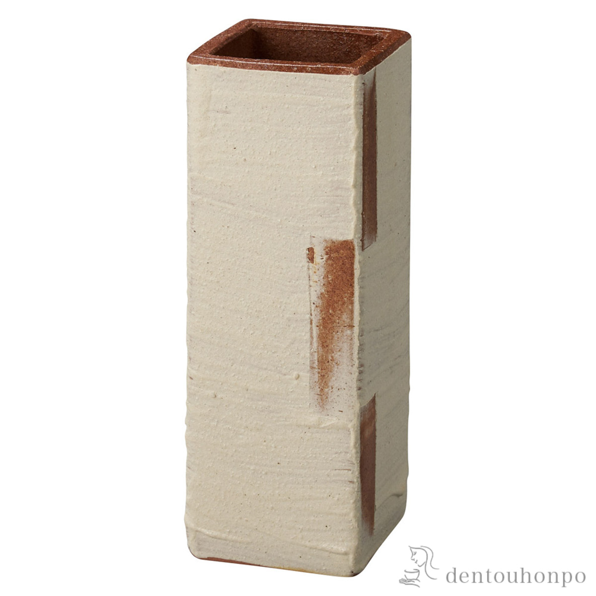 花瓶 小街カフェ 四角 カラメル≪在庫確認後、21営業日程で出荷≫ ( へちもん 木札名入れ有料 母の日 プレゼント 初任給 ガラス フラワーベース 花器 一輪挿し おすすめ 信楽焼 )