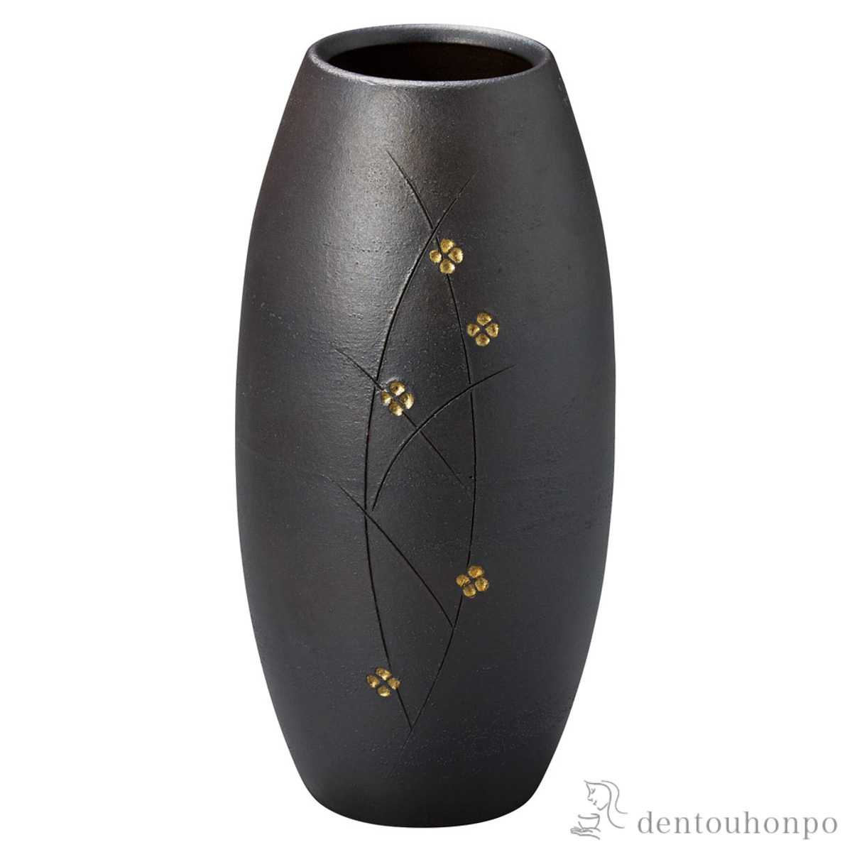 【送料無料】花瓶 なごみ 黒 大≪在庫確認後、21営業日程で出荷≫ ( へちもん 木札名入れ有料 母の日 プレゼント 初任給 ガラス フラワーベース 花器 一輪挿し おすすめ 信楽焼 )