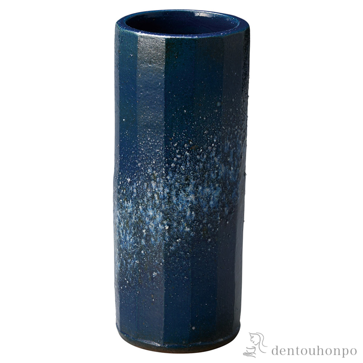 花瓶 面取寸胴 藍窯変≪在庫確認後、21営業日程で出荷≫ ( へちもん 木札名入れ有料 母の日 プレゼント 初任給 ガラス フラワーベース 花器 一輪挿し おすすめ 信楽焼 )