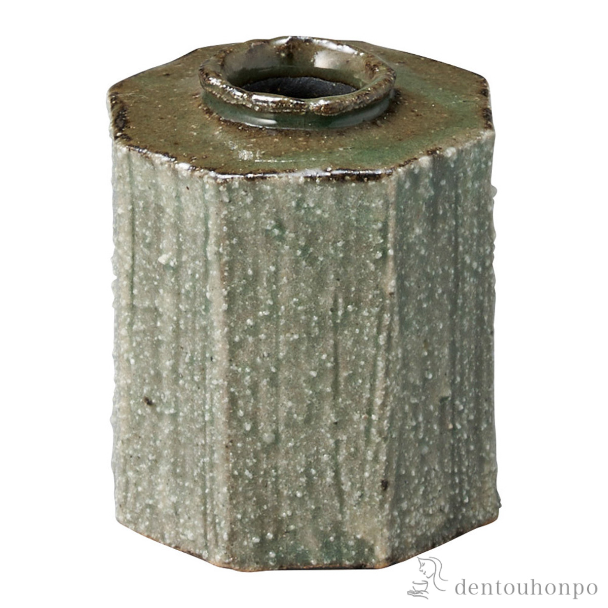 ミニ花瓶 緑釉白刷毛 角瓶≪在庫確認後、10~14営業日程で出荷予定≫ ( へちもん 木札名入れ有料 一輪挿し おしゃれ 花器 フラワーベース かわいい 信楽焼 )