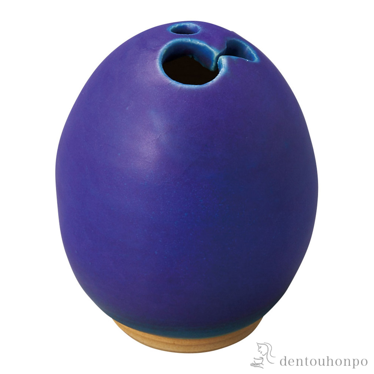 【送料無料】ミニ花瓶 花たまご 瑠璃≪在庫確認後、21営業日程で出荷≫ ( へちもん 木札名入れ有料 母の日 プレゼント 初任給 一輪挿し おしゃれ 花器 フラワーベース かわいい 信楽焼 )