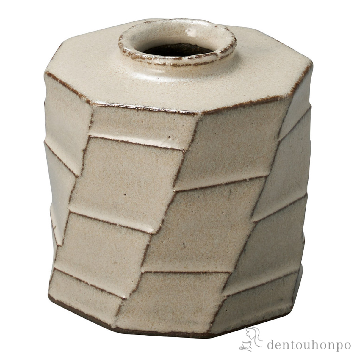 ミニ花瓶 グレージュ 面取 大≪在庫確認後、21営業日程で出荷≫ ( へちもん 木札名入れ有料 母の日 プレゼント 初任給 一輪挿し おしゃれ 花器 フラワーベース かわいい 信楽焼 )