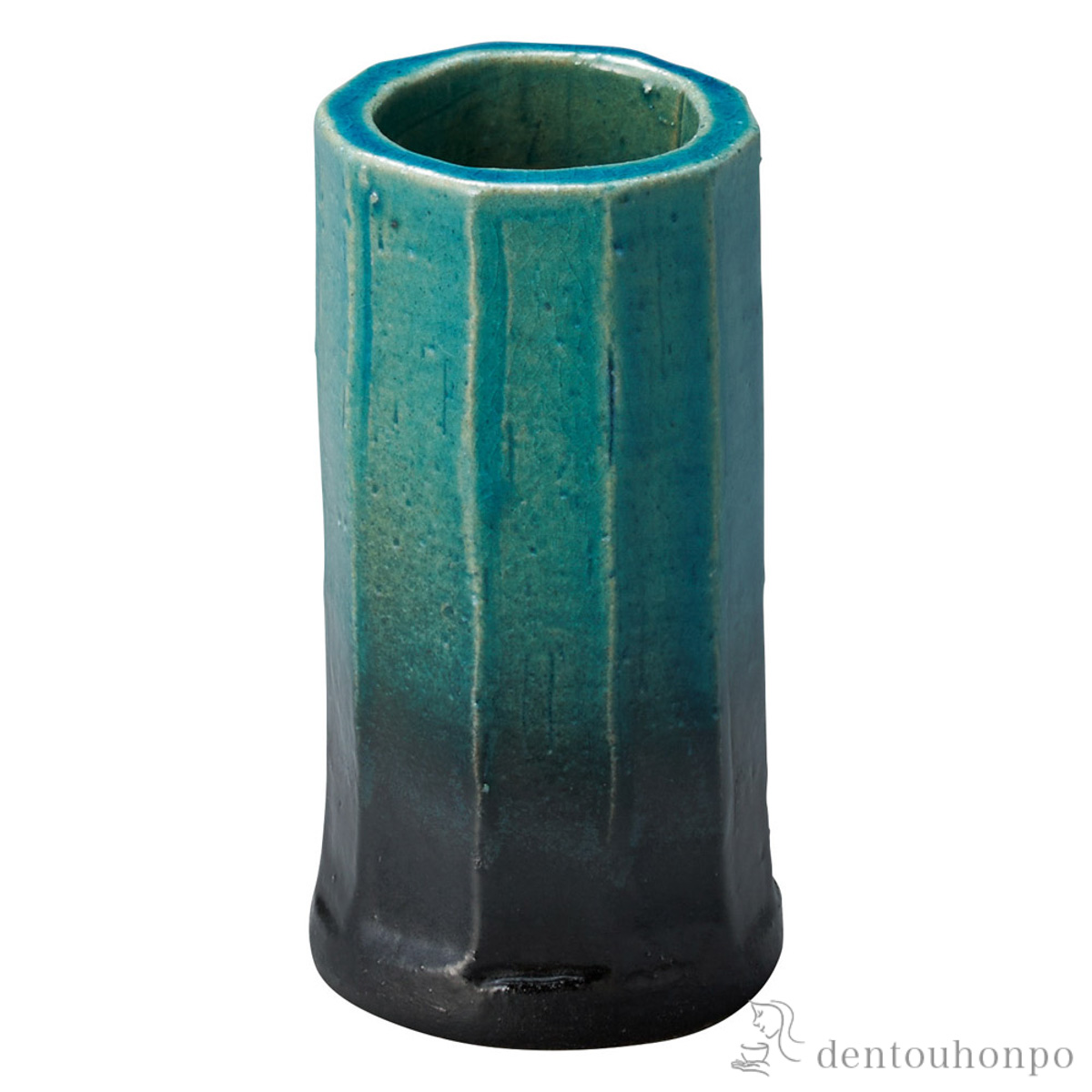 ミニ花瓶 面取寸胴 ブルートーン 小≪在庫確認後、21営業日程で出荷≫ ( へちもん 木札名入れ有料 母の日 プレゼント 初任給 一輪挿し おしゃれ 花器 フラワーベース かわいい 信楽焼 )