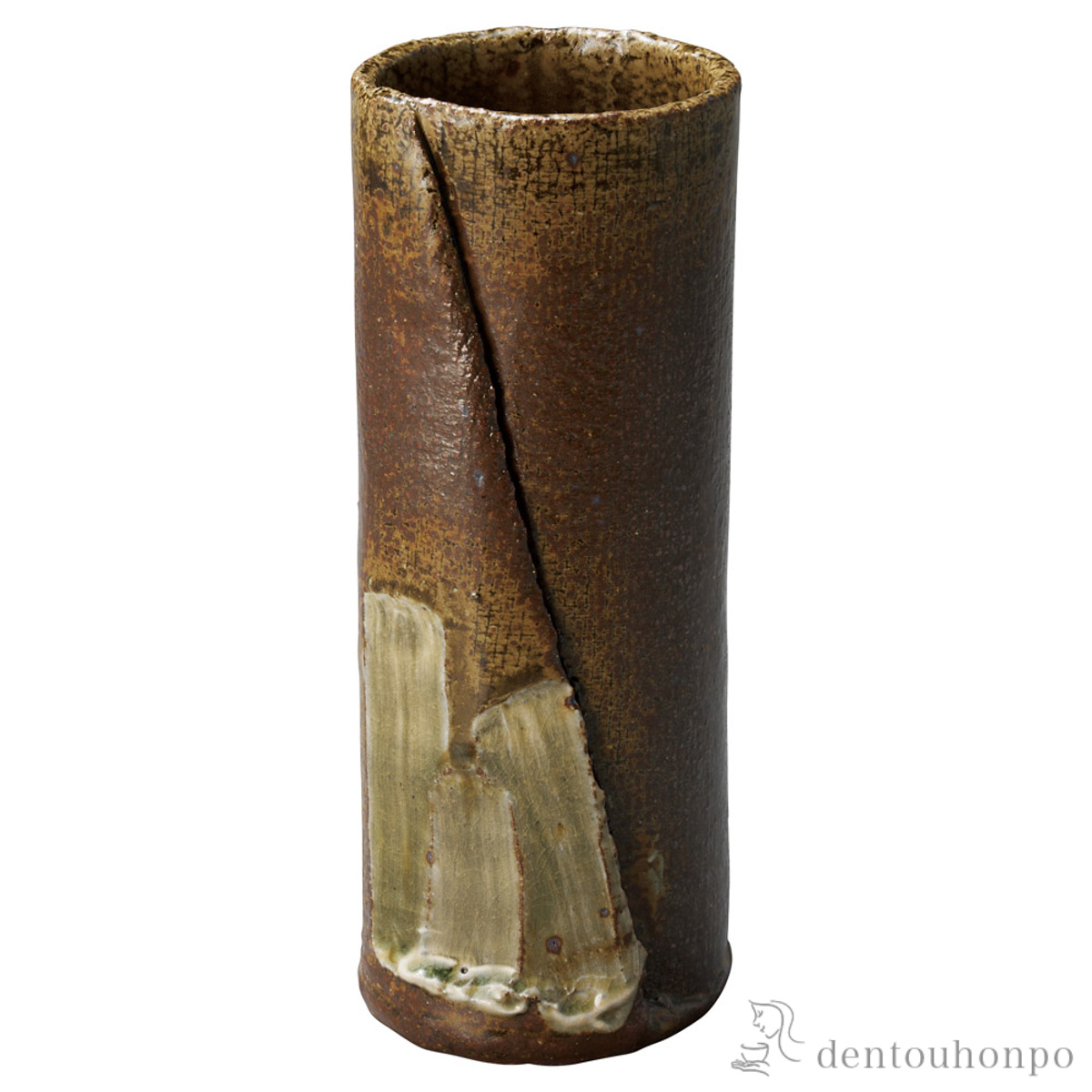 【送料無料】花瓶 山水筒 大≪在庫確認後、21営業日程で出荷≫ ( へちもん 木札名入れ有料 母の日 プレゼント 初任給 ガラス フラワーベース 花器 一輪挿し おすすめ 信楽焼 )