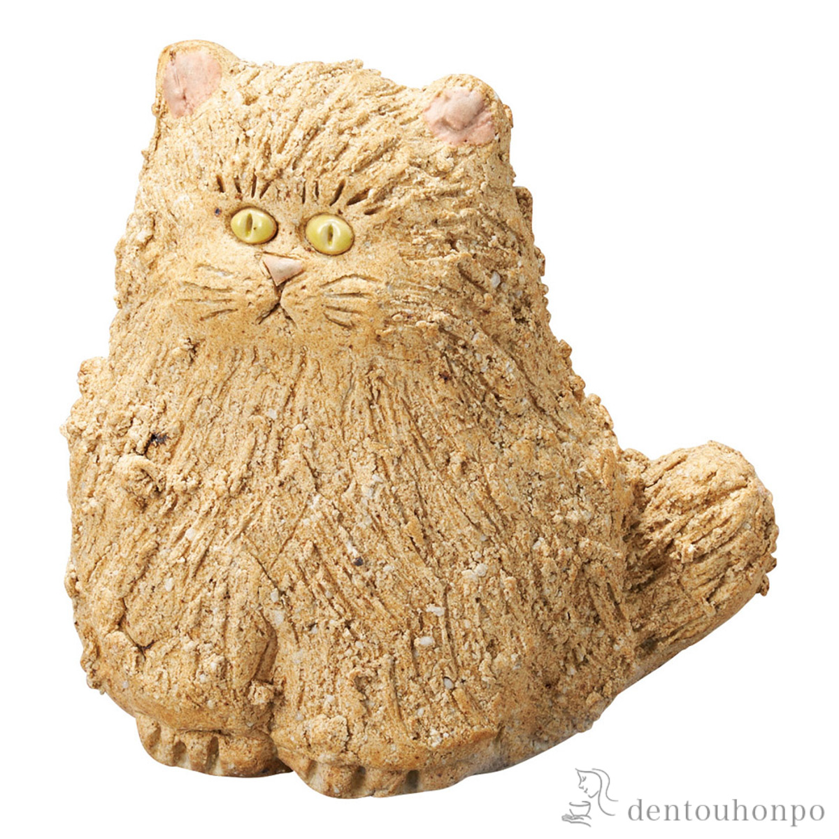 【送料無料】置物 猫のMUKU 茶 大≪在庫確認後、21営業日程で出荷≫ ( へちもん 木札名入れ有料 母の日 プレゼント 初任給 信楽焼 )