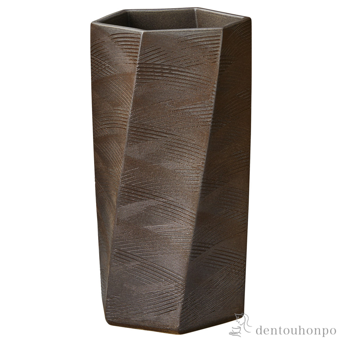 【送料無料】傘立て 扇ひねり 六角 黒≪在庫確認後、10~14営業日程で出荷予定≫ ( へちもん スリム 玄関 お店 高級 おすすめ 信楽焼 )