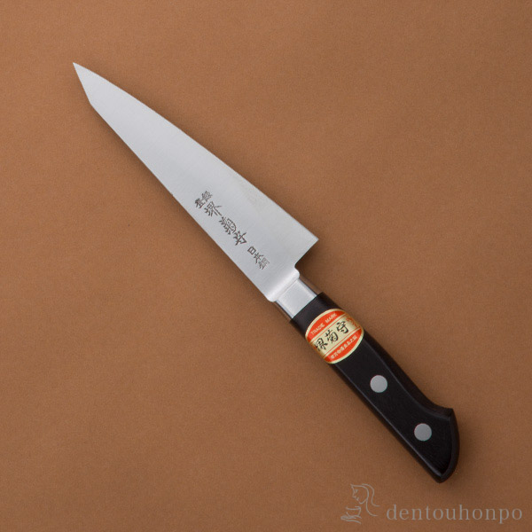 【送料無料】洋包丁 堺菊守 日本鋼（口金付） 骨スキ・角型 1本 名入れ彫刻無料≪在庫確認後、4~7営業日程で出荷≫ ( 切れ味 ナイフ 庖丁 人気 おすすめ 堺打刃物 )