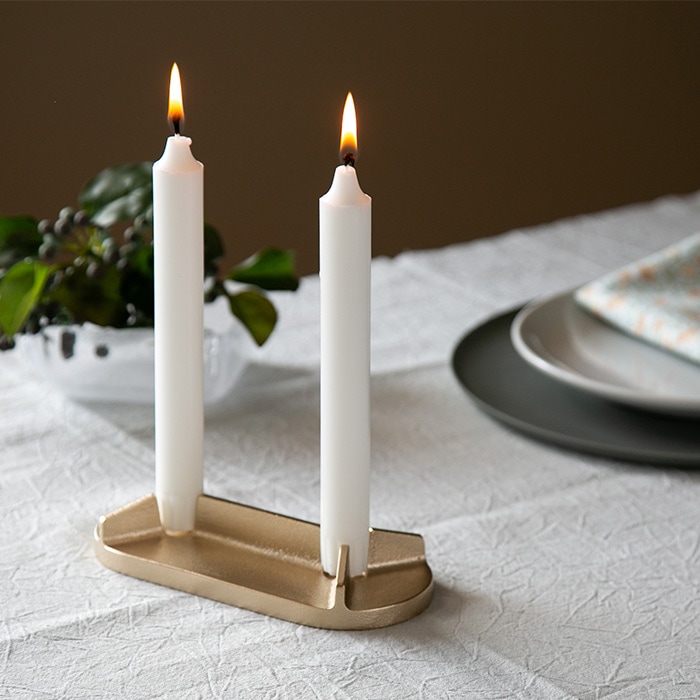 キャンドルホルダー Wedge L≪在庫確認後、21営業日程で出荷≫ ( 能作 母の日 プレゼント 初任給 手作り 高級 和ろうそく 和室 洋室 高岡銅器 )
