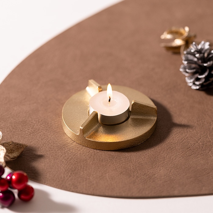 ティーライト キャンドルホルダー Wedge≪在庫確認後、21営業日程で出荷≫ ( 能作 母の日 プレゼント 初任給 手作り 高級 和ろうそく 和室 洋室 高岡銅器 )