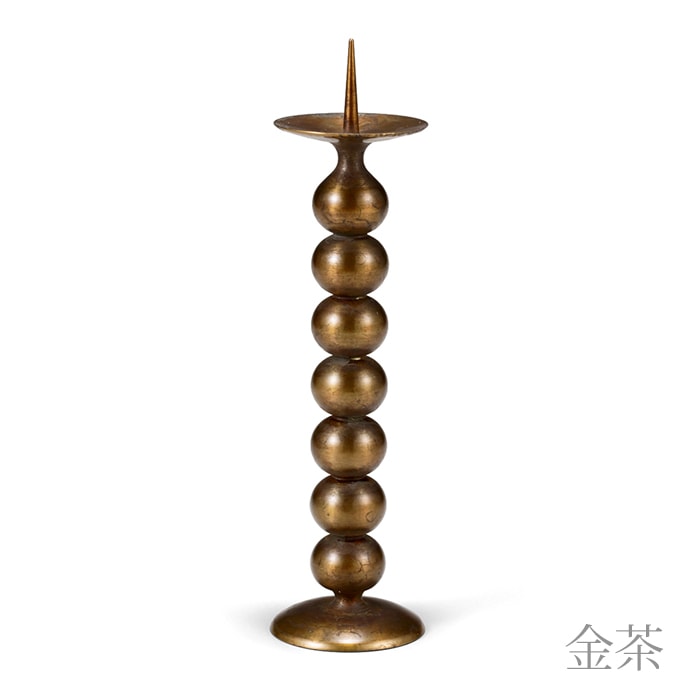 【送料無料】灯立 七つ玉 金茶 桐箱入り≪在庫確認後、21営業日程で出荷≫ ( 能作 木箱名入れ有料 母の日 プレゼント 初任給 手作り 高級 和ろうそく 和室 洋室 高岡銅器 )