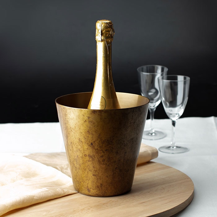 【送料無料】シャンパンクーラー 金茶≪在庫確認後、21営業日程で出荷≫ ( 能作 おしゃれ 酒 和風 アイスペール 氷入れ 高岡銅器 )