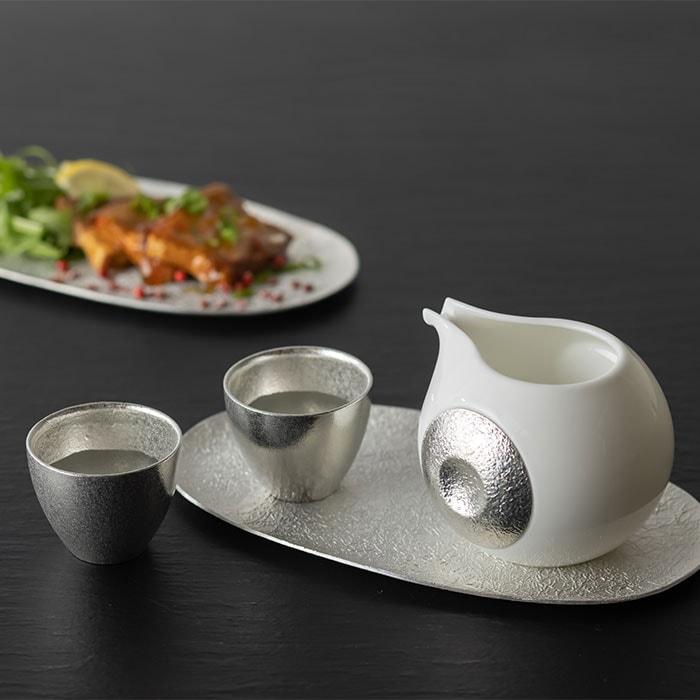 【送料無料】ちょい呑セット ぐい呑 氷割 片口1個・ぐい呑2個・小長皿1個≪在庫確認後、10~14営業日程で出荷予定≫ ( 能作 ぐいのみ 盃 酒器 猪口 日本酒 高岡銅器 )