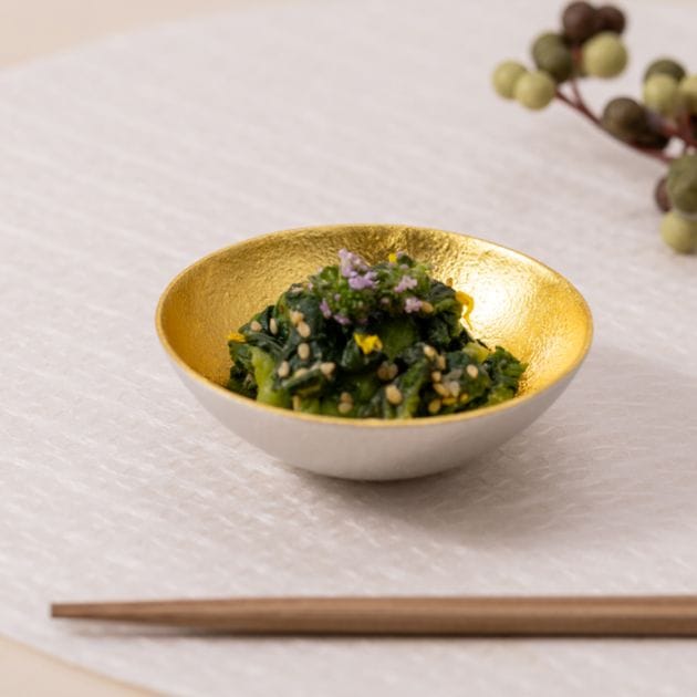 小鉢 Kuzushi Tare 金箔 小≪在庫確認後、21営業日程で出荷≫ ( 能作 母の日 プレゼント 初任給 和食 食器 おつまみ 朝食 料理 高岡銅器 )