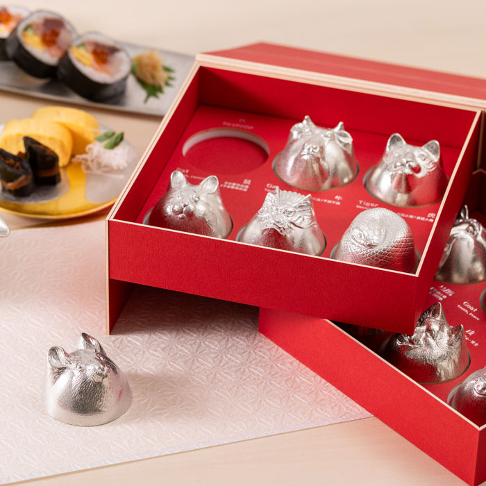 【送料無料】ぐい呑セット 干支 十二支 12種入り≪在庫確認後、21営業日程で出荷≫ ( 能作 巳 蛇 十二支 2025年 開運 高岡銅器 )