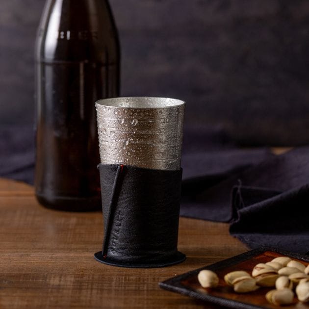 【送料無料】ビアカップセット シラカバ ブラック ビアカップ1個・カバー1個≪在庫確認後、21営業日程で出荷≫ ( 能作 名入れ有料 母の日 プレゼント 初任給 タンブラー ビアグラス ビアカップ プレゼント 人気 高岡銅器 )
