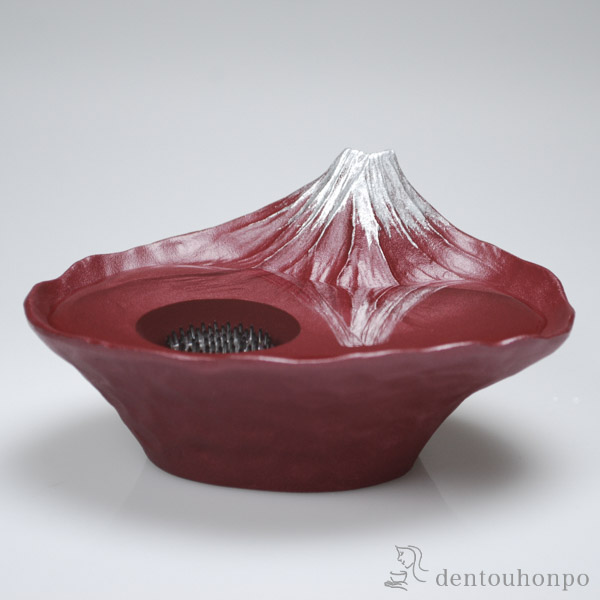 【送料無料】水盤 さかさ富士 赤富士 剣山付≪在庫確認後、10~14営業日程で出荷≫ ( 母の日 プレゼント 初任給 花器 いけばな 生け花 おしゃれ おすすめ 高岡銅器 )